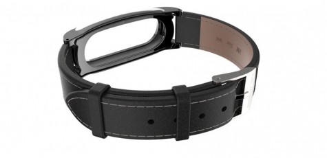 Шкіряний ремінець для Xiaomi Mi Band 2 MJobs 2 Plus Black/White